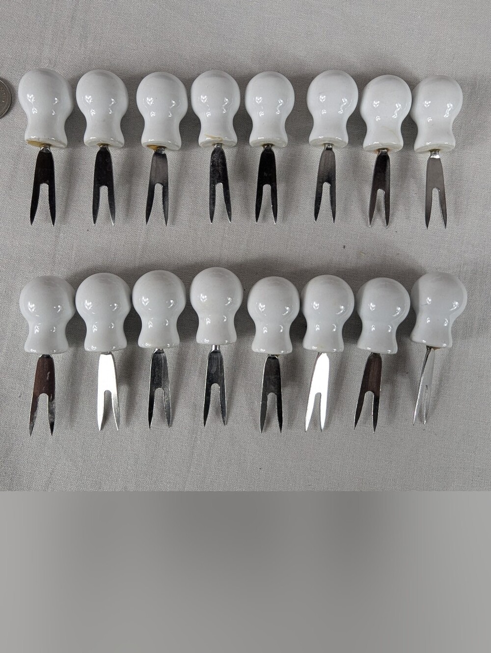 Vintage Porcelain Corn Cob Holders Hors d'oeuvres Appetizers Cheese Picks - 16